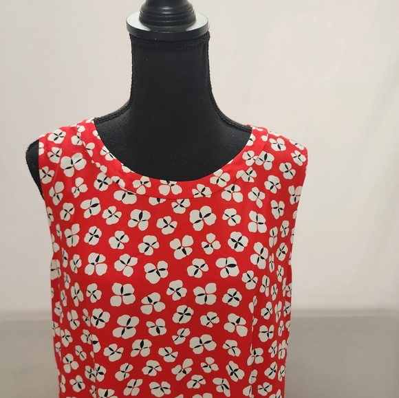 Calvin Klein Red, White And Black Floral Red Top - Picture 2 of 11